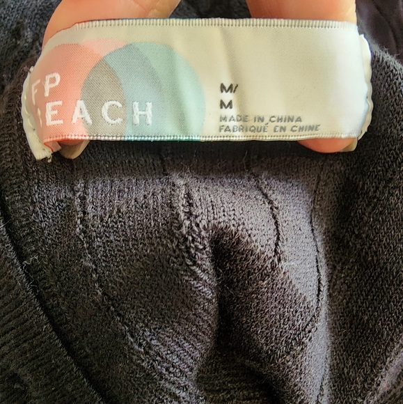 Free People Beach Black Waffle Knit Sleeveless Mini Dress SZ Med - Picture 6 of 12